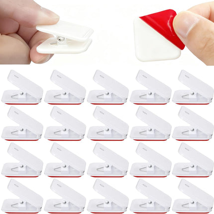 20 Pieces Self Adhesive Clips, Wall Clips,Tapestry Hangers,Photo Holders for Paper Flag Hanger,Sticky Clip for Teachers,Double-Sided Adhesive Spring Clip for Poster Home Office Rope.
