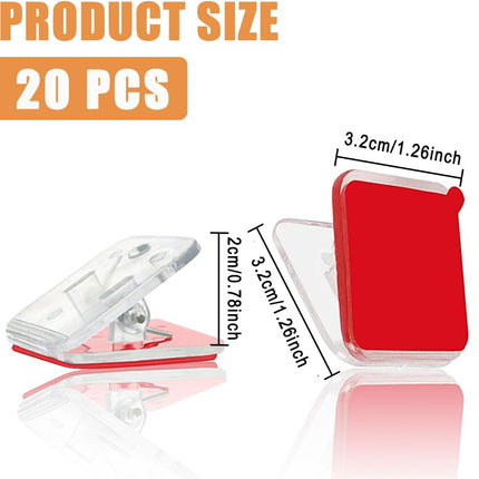 20 Pieces Self Adhesive Clips, Wall Clips,Tapestry Hangers,Photo Holders for Paper Flag Hanger,Sticky Clip for Teachers,Double-Sided Adhesive Spring Clip for Poster Home Office Rope.