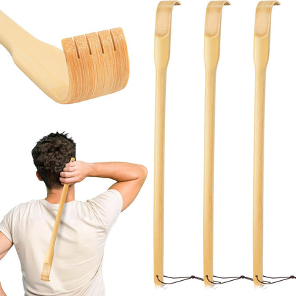 Back Scratcher, 3 Pieces 16.5" Strong Sturdy Self-Massager Therapeutic Bamboo Wooden Back Scratchers for Scratching Itches, Best Gift for Pregnant Women and People Who Need Longer Hands..
