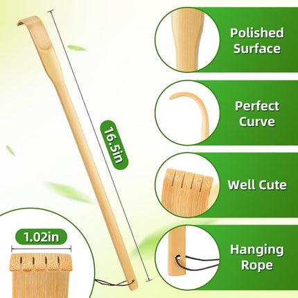 Back Scratcher, 3 Pieces 16.5" Strong Sturdy Self-Massager Therapeutic Bamboo Wooden Back Scratchers for Scratching Itches, Best Gift for Pregnant Women and People Who Need Longer Hands..