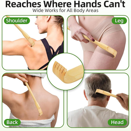 Back Scratcher, 3 Pieces 16.5" Strong Sturdy Self-Massager Therapeutic Bamboo Wooden Back Scratchers for Scratching Itches, Best Gift for Pregnant Women and People Who Need Longer Hands..