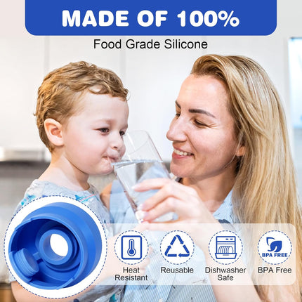 (5 Pack) 5 Gallon Water Jug Cap,Silicone Reusable Replacement Cap, Non Spill Bottle Caps for 55mm Bottle Water Dispenser Caps.