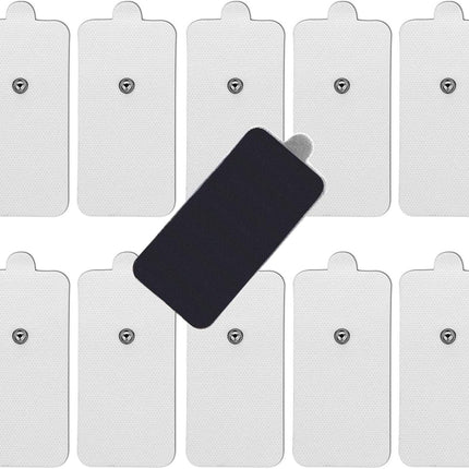 10-Pack Large TENS Electrode Pads - 3.5mm Snap Connectors - High Conductivity, Reusable Electrodes Pads for TENS Massager and Muscle Stimulation.