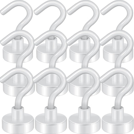 Magnetic Hooks, Cruise Ship Essentials, 30lb+ Heavy Duty Magnetic Hooks for Cruise Cabins, Refrigerator, Grill, Hanging, and Travel | Extra Strong Must-Haves Magnet Hook(White,Pack of 12).