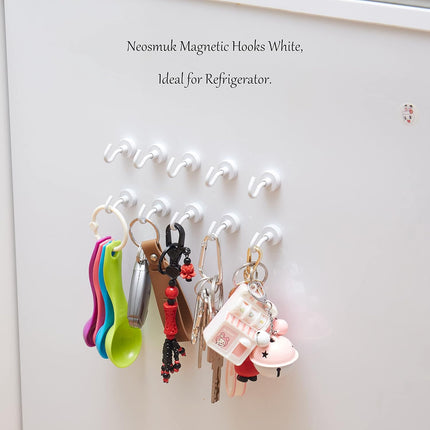 Magnetic Hooks, Cruise Ship Essentials, 30lb+ Heavy Duty Magnetic Hooks for Cruise Cabins, Refrigerator, Grill, Hanging, and Travel | Extra Strong Must-Haves Magnet Hook(White,Pack of 12).