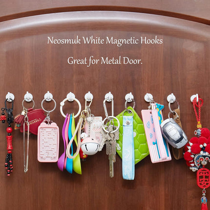 Magnetic Hooks, Cruise Ship Essentials, 30lb+ Heavy Duty Magnetic Hooks for Cruise Cabins, Refrigerator, Grill, Hanging, and Travel | Extra Strong Must-Haves Magnet Hook(White,Pack of 12).