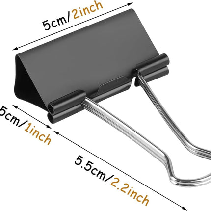 Extra Large Binder Clips (36 Pack) 2 Inch, Big Paper Clamps for Office Supplies, Black.