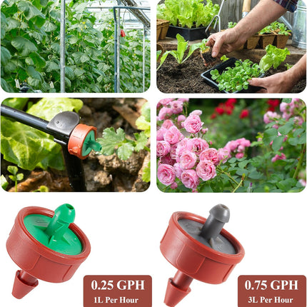 60Pcs 0.25 GPH Pressure Compensating Irrigation Spot Drippers,Constant Flow Barb Outlet Watering Dripper Emitters Heads Parts for 1/4 Inch Watering Tubing Line for Garden Pots Plant Irrigation Systems.
