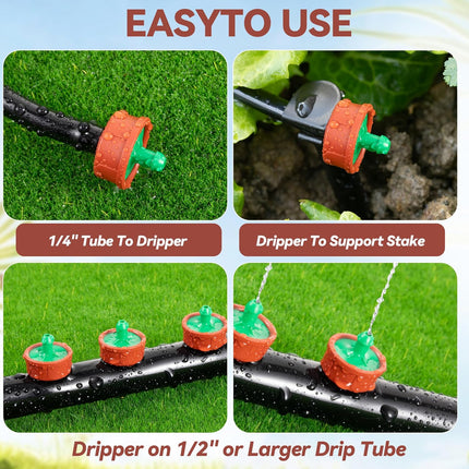 60Pcs 0.25 GPH Pressure Compensating Irrigation Spot Drippers,Constant Flow Barb Outlet Watering Dripper Emitters Heads Parts for 1/4 Inch Watering Tubing Line for Garden Pots Plant Irrigation Systems.