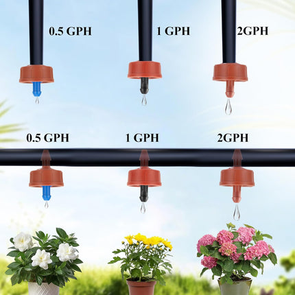 60Pcs 1 GPH Pressure Compensating Irrigation Spot Drippers,Constant Flow Barb Outlet Watering Dripper Emitters Heads Parts for 1/4 Inch Watering Tubing Line for Garden Pots Plants Irrigation Systems.
