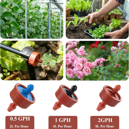 60Pcs 1 GPH Pressure Compensating Irrigation Spot Drippers,Constant Flow Barb Outlet Watering Dripper Emitters Heads Parts for 1/4 Inch Watering Tubing Line for Garden Pots Plants Irrigation Systems.