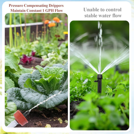 60Pcs 1 GPH Pressure Compensating Irrigation Spot Drippers,Constant Flow Barb Outlet Watering Dripper Emitters Heads Parts for 1/4 Inch Watering Tubing Line for Garden Pots Plants Irrigation Systems.