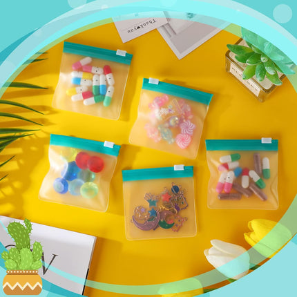24 Pieces Pill Pouch Bags Zippered Set Reusable Translucent Medicine Organizer Sealing Travel Plastic Bags with Slide Lock for Storage(Turquoise).