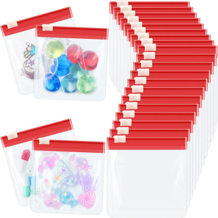 24 Pieces Pill Pouch Bags Zippered Set Reusable Translucent Medicine Organizer Sealing Travel Plastic Bags with Slide Lock for Storage(Red).