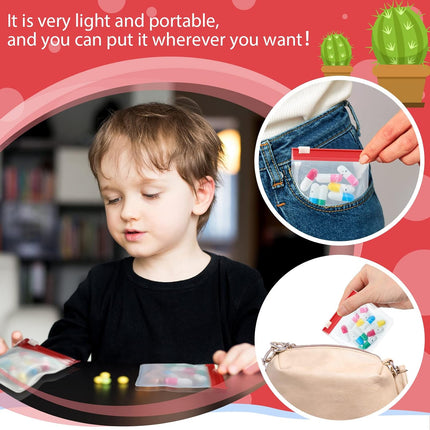 24 Pieces Pill Pouch Bags Zippered Set Reusable Translucent Medicine Organizer Sealing Travel Plastic Bags with Slide Lock for Storage(Red).