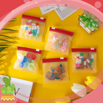 24 Pieces Pill Pouch Bags Zippered Set Reusable Translucent Medicine Organizer Sealing Travel Plastic Bags with Slide Lock for Storage(Red).