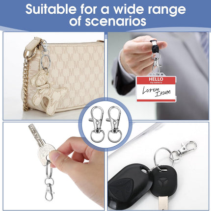 50 PCS in 25 Sets, Metal Swivel Lobster Claw Clasps, Keychain Clip with Large Key Ring, Premium Keychains Clips, Snap Hooks and Sturdy Key Rings, for Key Chain Making Kit， (Silver).