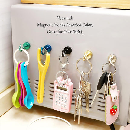 Magnetic Hooks,30lb+ Heavy Duty Earth Magnets with Hook for Refrigerator, Extra Strong Cruise Hook for Hanging, Magnetic Hanger for Curtain, Grill (Green, 15 Pack).