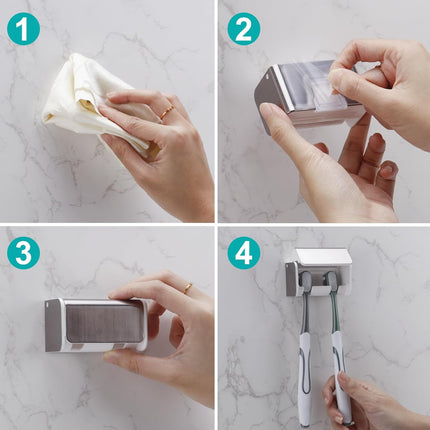 2 PCS Toothbrush Holders Wall Mounted with Cover, Electric Tooth Brushing Holder for Bathroom, 2 Slots Self Adhesive Toothbrush Organizer for Family, Kids (2, Brushed Silver).