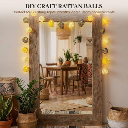 24PCS Yellow Decorative Balls for Bowl Centerpiece, 2 Inch Rattan Bowl Fillers - Wicker Twig Orbs Spheres for Yellow Kitchen Home Decor Vase Table Scatters.