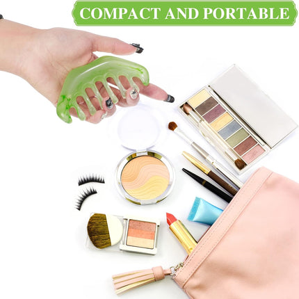 2 Pcs Jade Combs Esthetician Supplies Massage Stone Hair Gua Sha Scraping Scalp Comb Facial Massage Tool Handheld Head Tools Head Caring Therapy Valentines for Women(Elegant Style).