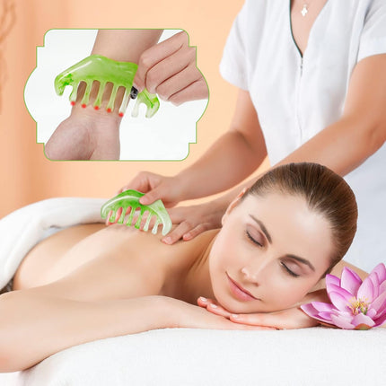 2 Pcs Jade Combs Esthetician Supplies Massage Stone Hair Gua Sha Scraping Scalp Comb Facial Massage Tool Handheld Head Tools Head Caring Therapy Valentines for Women(Elegant Style).