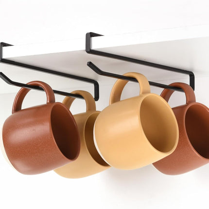 Coffee Mug Hanger for Cabinet, Clip-On Shelf, for Cups, Utensil, Tumbler Lid, Screwless Install (Pack of 2), Fits Shelves up to 3/4".
