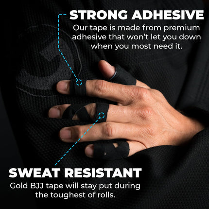 Jiu Jitsu Tape - Strong Athletic Finger Tape, 1/2" x 30' - Protect Fingers and Toes in MMA, Judo, Wrestling, Martial Arts, Rock Climbing.