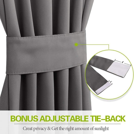 Blackout Door Window Curtains, Dual Rod Pocket Grey Drape for Front Glass French Door, Privacy Thermal Insulated Room Darkening Curtain for Sidelight Window, W 25 x L 72 inch, 1 Panel.