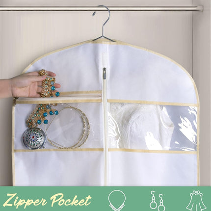 70" Bridal Wedding Gown Dress Garment Bag with Accessories Pouch Large Travel Garment Cover 8" Gusset (White).