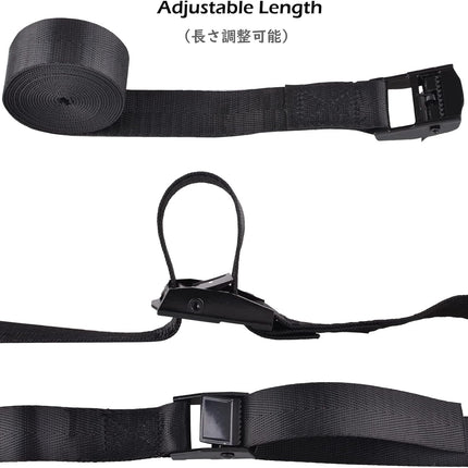 Cinch Tie Down Strap Lashing Straps Heavy Duty Nylon Straps with Cam Buckles for Cargo, Trucks, Boat, Motorcycle,SUP, Kayak, Canoe, Trailer (1m, Black - 4 Pack).