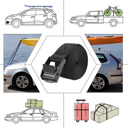 Cinch Tie Down Strap Lashing Straps Heavy Duty Nylon Straps with Cam Buckles for Cargo, Trucks, Boat, Motorcycle,SUP, Kayak, Canoe, Trailer (1m, Black - 4 Pack).