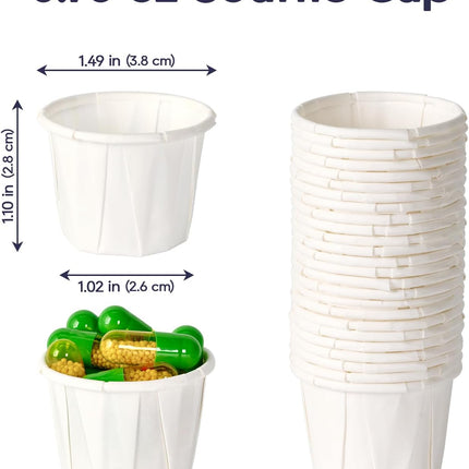 500 Pack 0.75 oz Disposable Paper Souffle Medicine Cups, 3/4 oz Sample Cups for Tasting Pills, Food Dessert Services, and Condiments.
