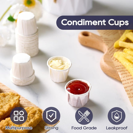 500 Pack 0.75 oz Disposable Paper Souffle Medicine Cups, 3/4 oz Sample Cups for Tasting Pills, Food Dessert Services, and Condiments.