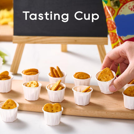 500 Pack 0.75 oz Disposable Paper Souffle Medicine Cups, 3/4 oz Sample Cups for Tasting Pills, Food Dessert Services, and Condiments.