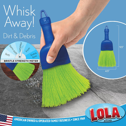 Whisk Broom, Hand Brush, Durable Bristles, Whisks Away Dirt & Debris, Compact, Hang Hole for Easy Storage, Indoor/Outdoor, 1 Pack.