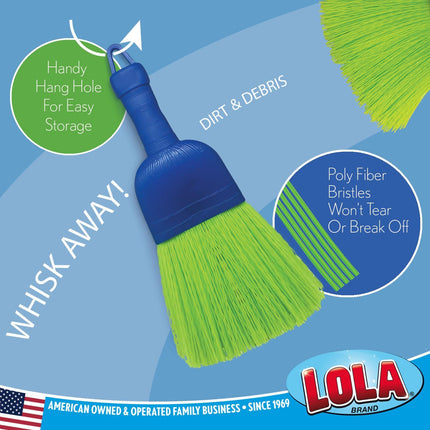 Whisk Broom, Hand Brush, Durable Bristles, Whisks Away Dirt & Debris, Compact, Hang Hole for Easy Storage, Indoor/Outdoor, 1 Pack.