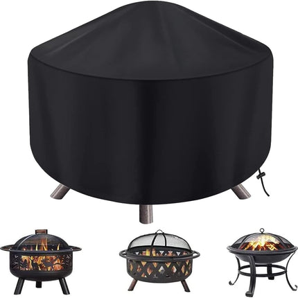 Round Fire Pit Cover for 22-34 Inch Firepit, Heavy Duty Outdoor Patio Fireplace Covers - Waterproof Dustproof Anti UV and Tear Resistant.