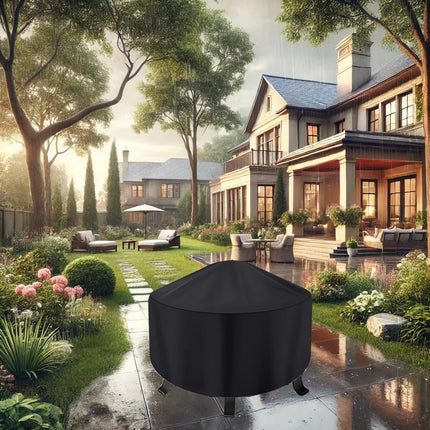 Round Fire Pit Cover for 22-34 Inch Firepit, Heavy Duty Outdoor Patio Fireplace Covers - Waterproof Dustproof Anti UV and Tear Resistant.