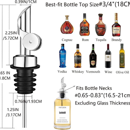 2 Pack Liquor Pour Spout, Auto Flip Olive Oil Dispenser Spout, Pour Spout for Liquor Bottles, Olive Oil Spout, Bottle Pourers for Alcohol Wine Syrup Home Bar Accessories Silver.