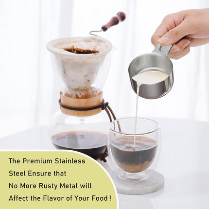 1PCS 1Cup (240ml, 8oz) Single Measuring Cup, Stainless Steel Measure Scoop, Metric and US Measurement, Dishwasher Safe.