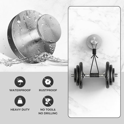 Shower Hooks for Inside Shower,Suction Cup Hooks for Glass Window,Removable Towel Hooks for Bathrooms,2 Packs(Silver).