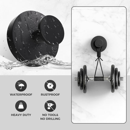 Shower Hooks for Inside Shower,Suction Cup Hooks for Glass Window,Removable Towel Hooks for Bathrooms,2 Packs(Black).