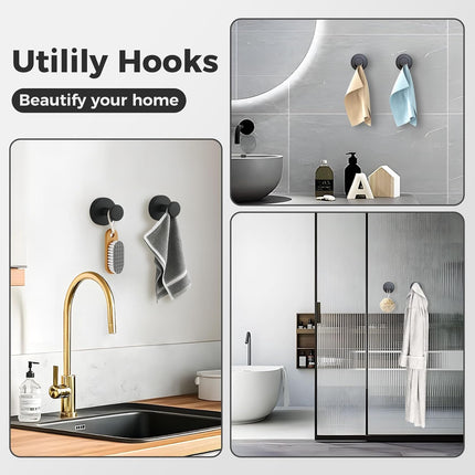 Shower Hooks for Inside Shower,Suction Cup Hooks for Glass Window,Removable Towel Hooks for Bathrooms,2 Packs(Black).