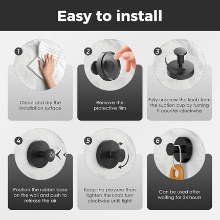 Shower Hooks for Inside Shower,Suction Cup Hooks for Glass Window,Removable Towel Hooks for Bathrooms,2 Packs(Black).