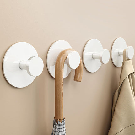 White Adhesive Wall Hook for Coat and Towel: Extra Sticky 12 LB (Max), Stainless Coat Rack Door Holder Hanger, Heavy Duty.