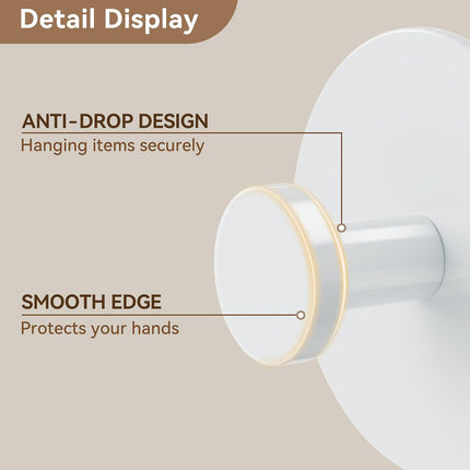 White Adhesive Wall Hook for Coat and Towel: Extra Sticky 12 LB (Max), Stainless Coat Rack Door Holder Hanger, Heavy Duty.
