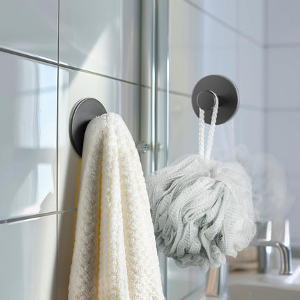 Multifunctional Towel Hooks for Bathroom Wall - Extra Sticky Stainless, Holds up to 12LB, Coat Hooks Wall Hooks, Adhesive Door Holder Hanger Shower Accessories, Matt Black Heavy Duty.