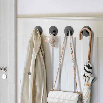 Multifunctional Towel Hooks for Bathroom Wall - Extra Sticky Stainless, Holds up to 12LB, Coat Hooks Wall Hooks, Adhesive Door Holder Hanger Shower Accessories, Matt Black Heavy Duty.