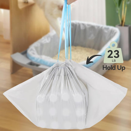 40 Count Automatic Cat Litter Box Bags for Petpivot Autoscooper 11/12 NeakasaM1 Open-Top Self-Cleaning Cat Litter Boxes, Leak-Proof Drawstring Trash Bags Replacement, Unscented,27" x 13",Holds 23 lbs.